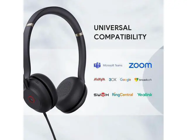 Alt view image 6 of 6 - Yealink UH37 USB Headset with Mic,Wired Headset with Noise Cancelling Microphone for Computer PC Laptop VoIP Phone,USB-C/A Cable,Works with Zoom and Other Leading UC Platforms