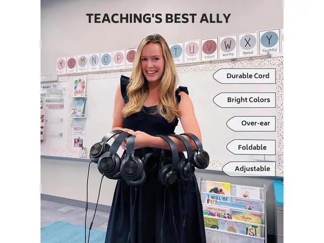 Alt view image 6 of 7 - AILIHEN Classroom Headphones Bulk Wired for School, 12 Pack Headsets with Microphone for K-12 Grade Classroom, Students, Teens, 3.5mm Jack for Chromebook, Computer, Laptop (Black)