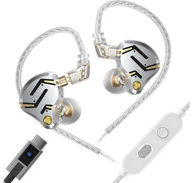 Main image of KZ ZS12 PRO 2 USB C Wired Headphones Type-C in Ear Monitor Headphone, 5BA+1DD 6 Driver Gaming Earbuds USB C Wired Earphones, HiFi Clarity Sound Immersive Bass IEMs for Gaming (USBC-with Mic, Silver)