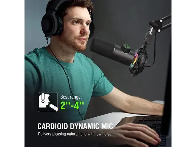 Alt view image 6 of 7 - FIFINE USB Gaming Microphone, RGB Dynamic Mic for PC, with Tap-to-Mute Button, Plug & Play Cardioid Mic with Headphone Jack for Streaming, Podcast, Twitch, YouTube, Discord- K658