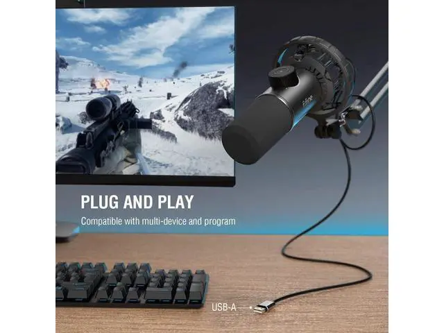 Alt view image 5 of 7 - FIFINE USB Gaming Microphone, RGB Dynamic Mic for PC, with Tap-to-Mute Button, Plug & Play Cardioid Mic with Headphone Jack for Streaming, Podcast, Twitch, YouTube, Discord- K658