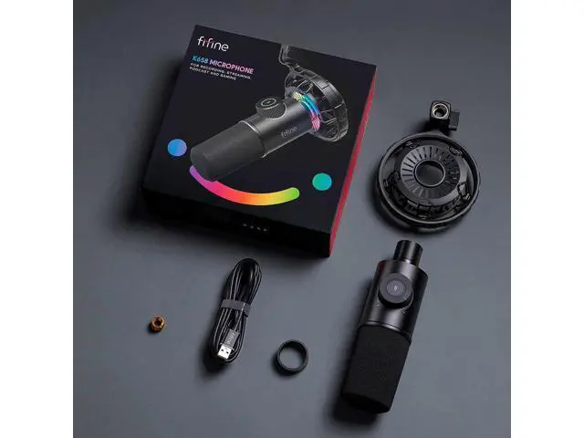 Alt view image 7 of 7 - FIFINE USB Gaming Microphone, RGB Dynamic Mic for PC, with Tap-to-Mute Button, Plug & Play Cardioid Mic with Headphone Jack for Streaming, Podcast, Twitch, YouTube, Discord- K658