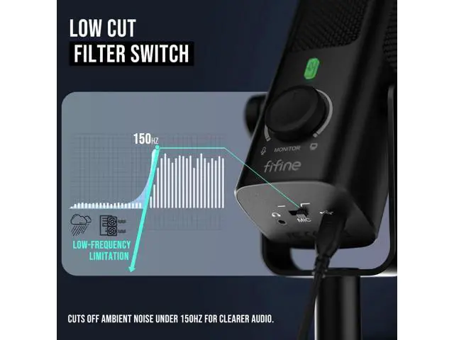 Alt view image 5 of 7 - FIFINE USB-Podcast-Condenser-Microphone for Studio-Recording/Computer-Streaming, Desktop-Metal-Mic for YouTube Music Vocal Creation, with Monitor-Mix Volume-Control, Low-Cut Switch (PROFILE3)