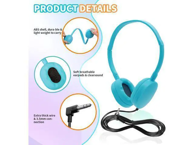 Alt view image 2 of 7 - 30 Pack Bulk Headphones Multi Color for Classroom School,Wholesale Durable Earphones Class Set for Students Teens Children and Adult