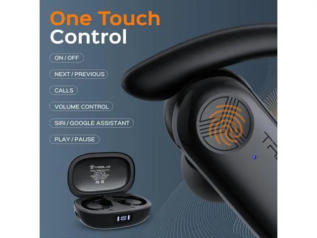 Alt view image 7 of 7 - TREBLAB X3 Pro Wireless Ear Buds Bluetooth, 145H Long Battery Life Workout Headphones with Secure Ear Hooks, Bluetooth 5.3 Sport Over Ear Earbuds,Noise Isolation, IPX5 Sweatproof Earphones, 4 ENC Mics