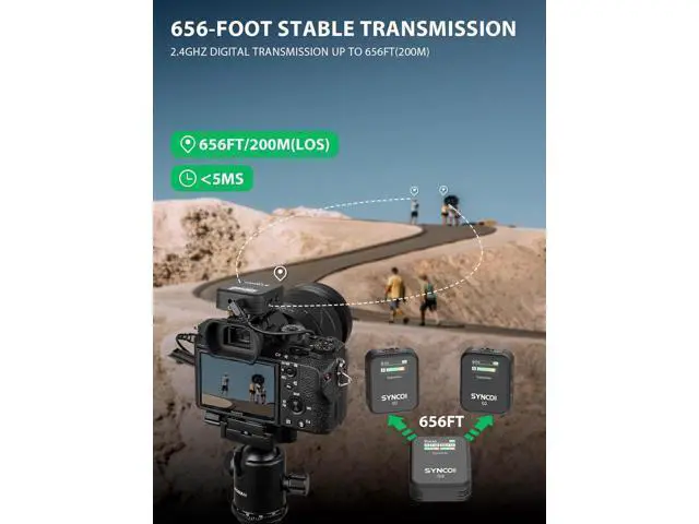 Alt view image 5 of 7 - SYNCO Wireless Lavalier Microphone, G2(A2) 2.4G Dual Transmitter 48KHz 24Bit Lapel Mic 656FT 8H for Vlogging Live Streaming YouTube for Camera Smartphone Tablet