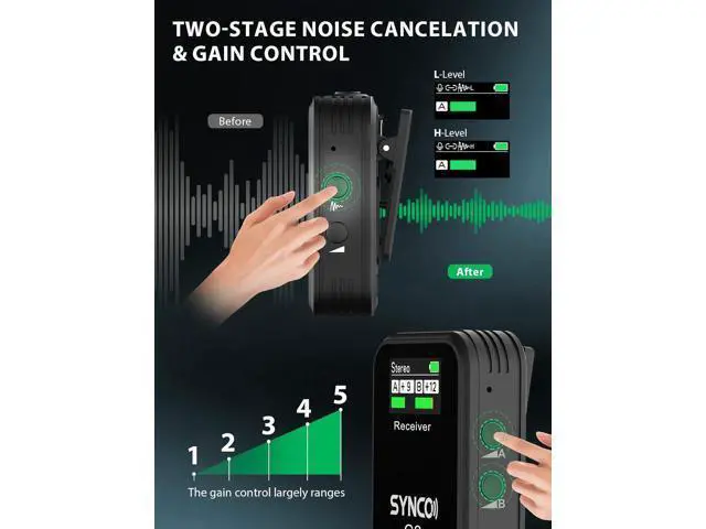Alt view image 7 of 7 - SYNCO Wireless Lavalier Microphone, G2(A2) 2.4G Dual Transmitter 48KHz 24Bit Lapel Mic 656FT 8H for Vlogging Live Streaming YouTube for Camera Smartphone Tablet