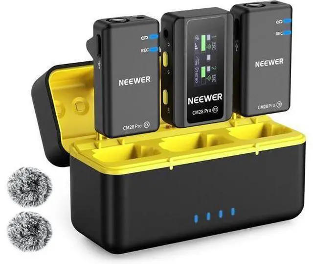 Main image of NEEWER CM28 PRO Wireless Lavalier Lapel Microphone System with Charging Case 48KHz 16 Bit Uncompressed Audio Noise Canceling 4GB Storage 9Hrs Recording Compatible with iPhone iPad Android Camera PC