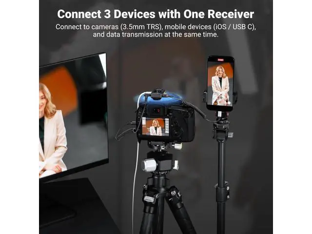 Alt view image 2 of 7 - NEEWER CM28 PRO Wireless Lavalier Lapel Microphone System with Charging Case 48KHz 16 Bit Uncompressed Audio Noise Canceling 4GB Storage 9Hrs Recording Compatible with iPhone iPad Android Camera PC