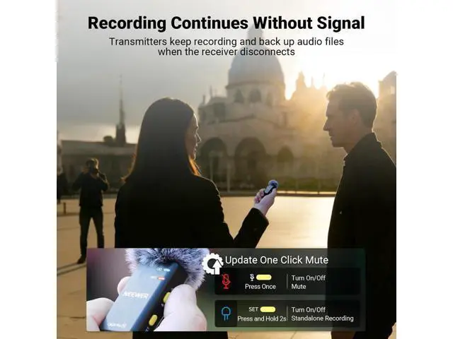 Alt view image 6 of 7 - NEEWER CM28 PRO Wireless Lavalier Lapel Microphone System with Charging Case 48KHz 16 Bit Uncompressed Audio Noise Canceling 4GB Storage 9Hrs Recording Compatible with iPhone iPad Android Camera PC