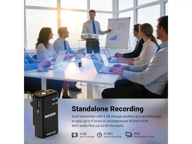 Alt view image 7 of 7 - NEEWER CM28 PRO Wireless Lavalier Lapel Microphone System with Charging Case 48KHz 16 Bit Uncompressed Audio Noise Canceling 4GB Storage 9Hrs Recording Compatible with iPhone iPad Android Camera PC