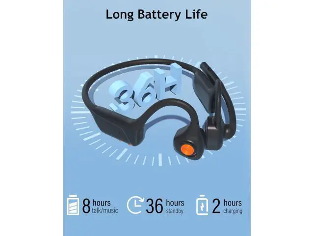 Alt view image 6 of 7 - MONODEAL Bone Conduction Headphones with Mic,Open Ear Headphones Wireless Bluetooth 5.1/Mute Function/Multi-Point Capable,Air Conduction Headset with Noise Canceling Mic,for Driving Home Office