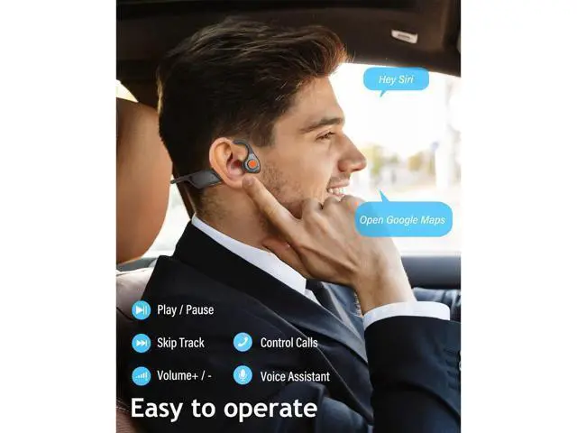 Alt view image 7 of 7 - MONODEAL Bone Conduction Headphones with Mic,Open Ear Headphones Wireless Bluetooth 5.1/Mute Function/Multi-Point Capable,Air Conduction Headset with Noise Canceling Mic,for Driving Home Office