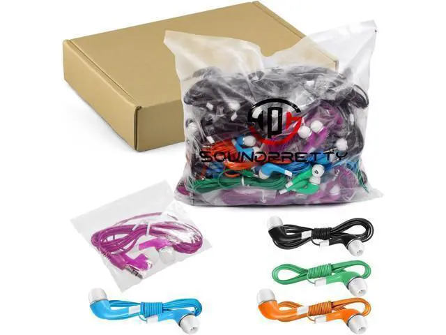 Alt view image 6 of 6 - Bulk Kids Earbuds Individually Packaged Classroom 100 Pack Multi Color Earphones Headphones for Children Students Schools Libraries Hospitals