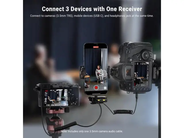 Alt view image 2 of 7 - NEEWER CM28 (1 RX + 2 TX + Charging Case), Wireless Lavalier Microphone, Smart Noise Cancelling, 48KHz/16Bit 9 Hrs Uncompressed Recording, 656ft/200m Range, Lav Mic for iPhone, Android, Camera