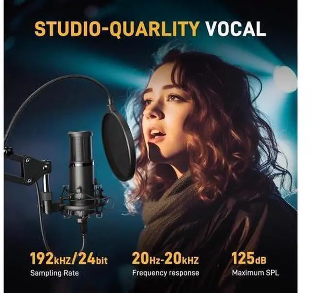 Alt view image 2 of 7 - MAONO USB Recording Microphone Kit, Professional Condenser Microphone for PC with One-Touch Mute and Mic Gain Knob for Singing, Podcast, Studio, Streaming PM421