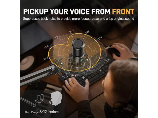 Alt view image 6 of 7 - MAONO USB Recording Microphone Kit, Professional Condenser Microphone for PC with One-Touch Mute and Mic Gain Knob for Singing, Podcast, Studio, Streaming PM421