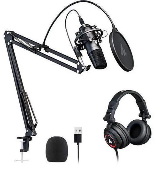 Main image of MAONO Microphone with Studio Headphone Set 192kHz/24bit Vocal Condenser Cardioid Podcast Mic Compatible with Mac and Windows, YouTube, Gaming, Live Streaming, Voice-Over (AU-A04H)