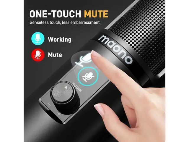 Alt view image 4 of 7 - MAONO USB Recording Microphone Kit, Professional Condenser Microphone for PC with One-Touch Mute and Mic Gain Knob for Singing, Podcast, Studio, Streaming PM421
