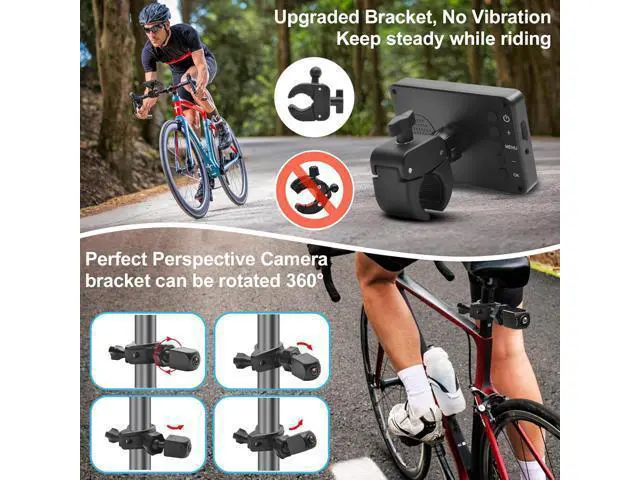 Alt view image 3 of 7 - PARKVISION Bike Rear View Mirror,1080P AHD Bicycle Rear View Camera with 4.3''Screen,360°Rotatable Bracket, 5000mAh Battery Bike Handlebar Mirror with 110°Appropriate Angle for Most Bikes