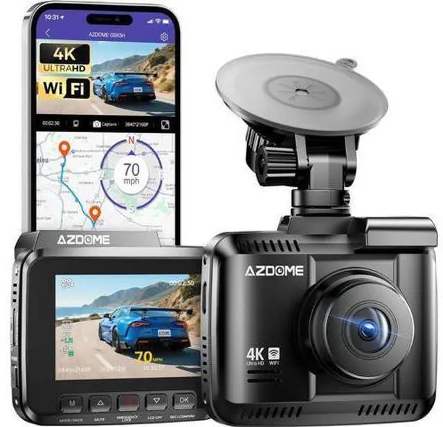 Main image of AZDOME GS63H 4K Dash Cam Built-in WiFi 6 GPS Car Dashboard Camera Recorder with STARVIS Night Vision, UHD 2160P, 150° Wide Angle, WDR, G-Sensor, Loop Recording, 24H Parking Mode
