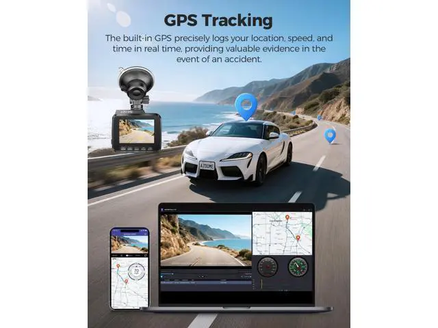 Alt view image 4 of 7 - AZDOME GS63H 4K Dash Cam Built-in WiFi 6 GPS Car Dashboard Camera Recorder with STARVIS Night Vision, UHD 2160P, 150° Wide Angle, WDR, G-Sensor, Loop Recording, 24H Parking Mode