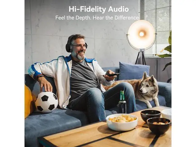 Alt view image 2 of 7 - Wireless Headphones for TV Watching, TV Headphones with Transmitter Charging Base, Bluetooth V5.3, No Lip-Sync Delay, Clear Voice, Plug & Play, Comfortable, Gifts for Elderly/Seniors