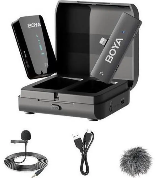 Main image of BOYA Wireless Lavalier Microphone for iPhone - Plug Play MFi Lightning Microphone with Charging Case, Mono/Stereo Clip on Lapel Mic for Video Recording, YouTube, Vlogging, Live Streaming
