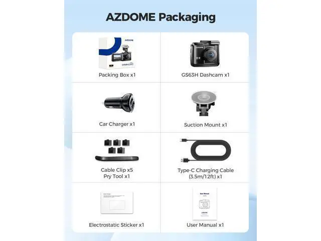 Alt view image 7 of 7 - AZDOME GS63H 4K Dash Cam Built-in WiFi 6 GPS Car Dashboard Camera Recorder with STARVIS Night Vision, UHD 2160P, 150° Wide Angle, WDR, G-Sensor, Loop Recording, 24H Parking Mode