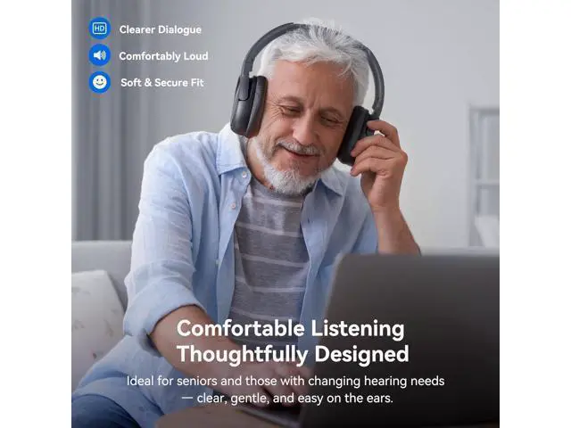 Alt view image 5 of 7 - Wireless Headphones for TV Watching, TV Headphones with Transmitter Charging Base, Bluetooth V5.3, No Lip-Sync Delay, Clear Voice, Plug & Play, Comfortable, Gifts for Elderly/Seniors