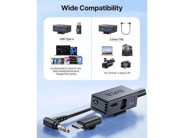 Alt view image 5 of 7 - BOYA BOYALINK 3 Wireless Lavalier Mini Microphones for iPhone 15-16/Android/PC/Camera,AI Noise Cancellation,48kHz/24Bit Studio Sound,APP Control,984ft 30h Battery with Charging Case for Vlog Interview