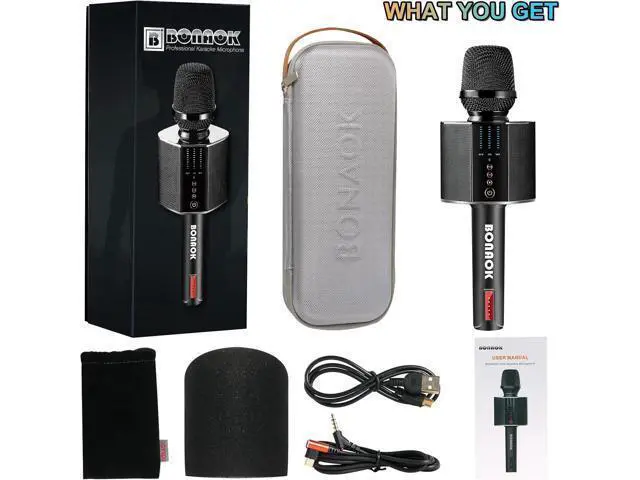 Alt view image 2 of 7 - BONAOK Karaoke Microphone, Portable Wireless Bluetooth Karaoke Mic for Adults&Kids Car Home Outdoor Party, Karaoke Machine for PC/All Smartphone G50 Black 2025