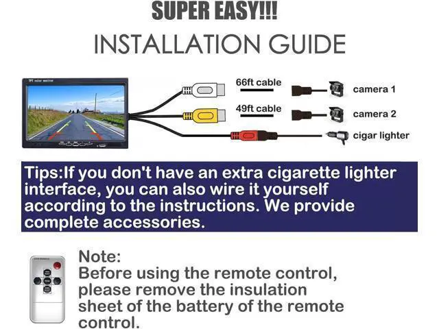 Alt view image 5 of 7 - Backup Camera Monitor Kit,7" HD 1080P Monitor,IP69 Waterproof Rearview Reversing Rear View Camera for Truck Trailer Semi-Trailer Box Truck RV Pickup Truck,Easy Installation (Single Cam)