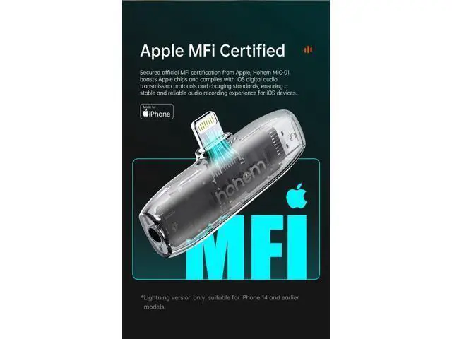 Alt view image 7 of 7 - hohem MIC-01 Wireless Lavalier Lapel Microphone for iPhone iOS, with Noise Cancellation,MFi Certified,Remote Contro,Built-in Storage,20H Battery Life, Wireless Microphone for Live Stream (2TX+1RX)