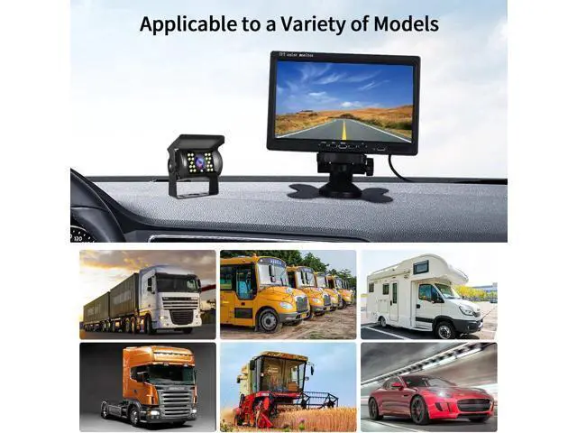Alt view image 6 of 7 - Hodozzy Dual Backup Camera Monitor System for RVs,-7 Inch LCD Screen with 2 Cameras, IP68 Waterproof, 18IR Night Vision, Rear View Camera 4-Pin Cable for Car, Truck/Trailer/Bus/Van/Caravan (12V-24V)