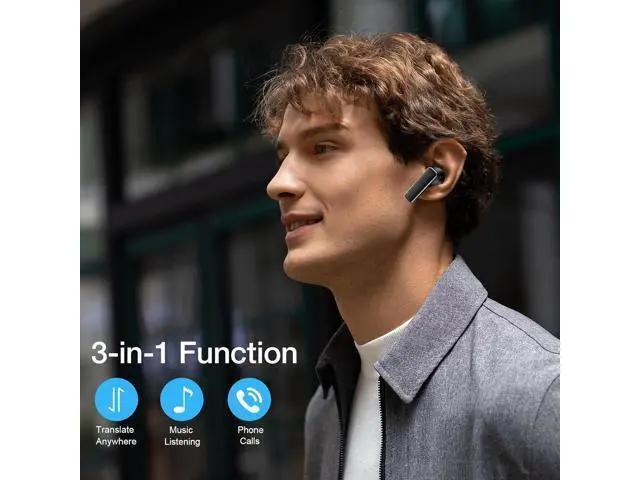 Alt view image 3 of 6 - IAMJOY AI Translation Earbuds, 163 Language Two-Way Translator Device with Bluetooth and APP Built-in 6 Mics, 42dB Hybrid Noise Cancelling Language Translator Earbuds, Black