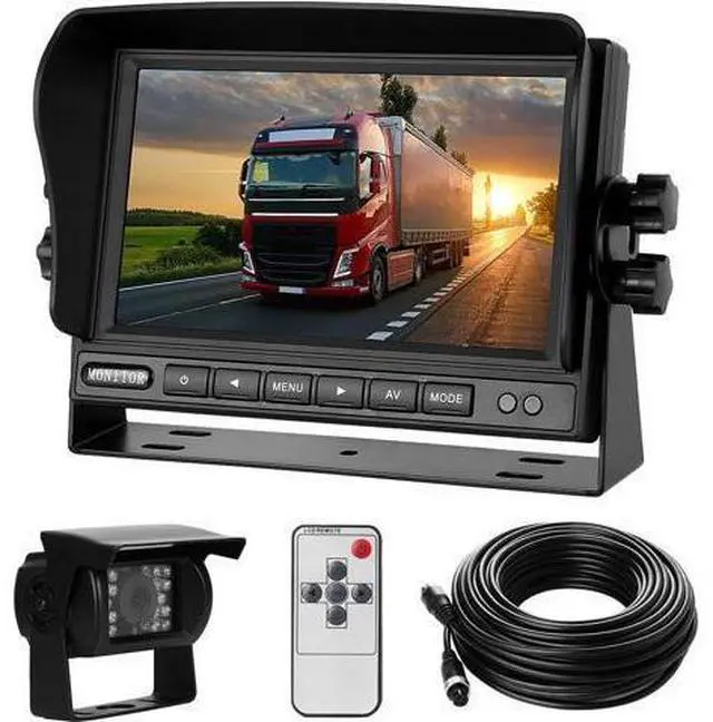 Main image of Backup Camera System Kit 7" LCD Reversing Monitor +Rear View Back Up Camera with 170 ° Wide Angle, Waterproof IP68, 18 Infrared Night Vision for Trucks/RV/Trailers/Bus/Vans/Box Truck