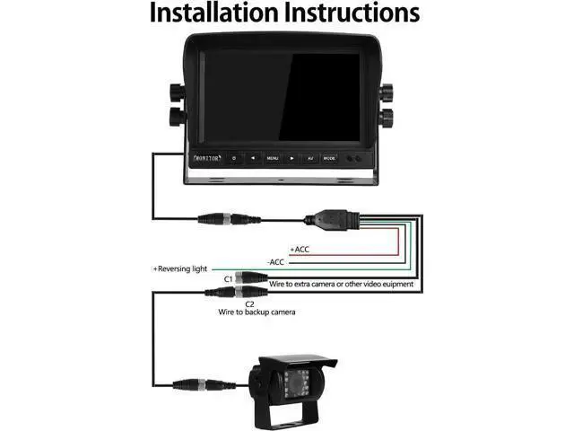 Alt view image 6 of 7 - Backup Camera System Kit 7" LCD Reversing Monitor +Rear View Back Up Camera with 170 ° Wide Angle, Waterproof IP68, 18 Infrared Night Vision for Trucks/RV/Trailers/Bus/Vans/Box Truck
