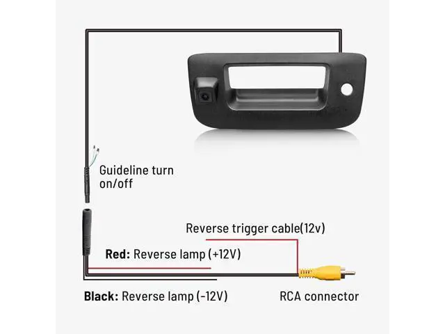 Alt view image 6 of 6 - RED WOLF Tailgate Handle Reverse Backup Camera Fit for 2007-2014 Chevrolet Silverado GMC Sierra 1500 2500 HD IP68 Waterproof 150° View Angle Rear View Camera with Key Hole Replaces OE Number 22755305