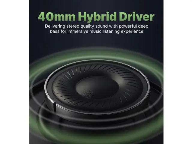 Alt view image 5 of 7 - Hmusic MS04 Noise Cancelling Over Ear Headphones, 40dB Hybric ANC Headphones, 2 Mic ENC, 80H Long Battery Life, 3.5 Audio Wired/Bluetooth 5.3,Foldable w/Case,Sound Proof for Game/Travel/Work/Commute