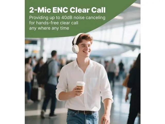 Alt view image 4 of 7 - Hmusic MS04 Noise Cancelling Over Ear Headphones, 40dB Hybric ANC Headphones, 2 Mic ENC, 80H Long Battery Life, 3.5 Audio Wired/Bluetooth 5.3,Foldable w/Case,Sound Proof for Game/Travel/Work/Commute