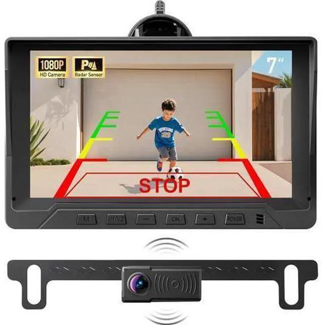 Main image of 1080P Backup Camera with Backup Sensors Parking Distance Control (PDC) System, Back up Camera Waterproof Clear Night Vision Rear View Camera with 7'' Monitor for Cars/Truck/SUV/RV/Van/Trailer