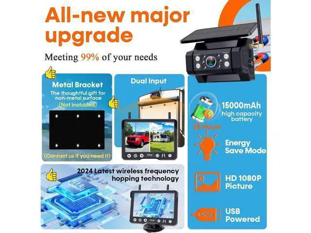 Alt view image 3 of 7 - Wireless Backup Camera Magnetic for Truck: 1 Minute Easy Install HD 1080P Rear View Camera Solar - Portable Rechargeable 5 Inch Monitor System for Car Truck SUV RV Trailer Camper Y02
