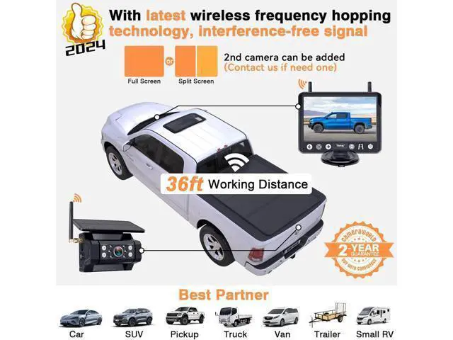 Alt view image 4 of 7 - Wireless Backup Camera Magnetic for Truck: 1 Minute Easy Install HD 1080P Rear View Camera Solar - Portable Rechargeable 5 Inch Monitor System for Car Truck SUV RV Trailer Camper Y02