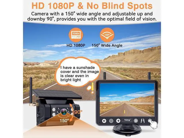 Alt view image 6 of 7 - Wireless Backup Camera Magnetic for Truck: 1 Minute Easy Install HD 1080P Rear View Camera Solar - Portable Rechargeable 5 Inch Monitor System for Car Truck SUV RV Trailer Camper Y02
