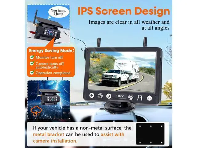 Alt view image 7 of 7 - Wireless Backup Camera Magnetic for Truck: 1 Minute Easy Install HD 1080P Rear View Camera Solar - Portable Rechargeable 5 Inch Monitor System for Car Truck SUV RV Trailer Camper Y02