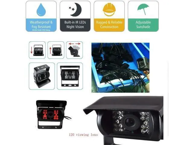 Alt view image 5 of 7 - Camecho DC 12V 24V Vehicle Backup Camera System 2 x Rear View Camera Support Night Vision Waterpoof & 7" Monitor with Dual 34ft AV Cables Hardwire for Bus Truck Van Trailer RV Campers