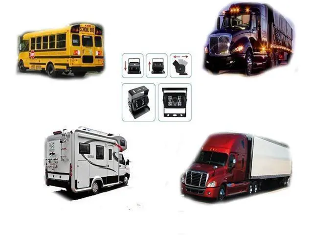 Alt view image 2 of 7 - Camecho DC 12V 24V Vehicle Backup Camera System 2 x Rear View Camera Support Night Vision Waterpoof & 7" Monitor with Dual 34ft AV Cables Hardwire for Bus Truck Van Trailer RV Campers