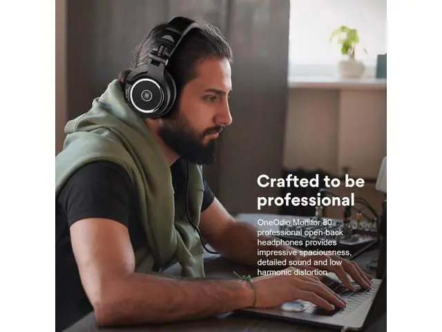 Alt view image 2 of 7 - OneOdio Monitor 80 Open Back Headphones- Studio Headphones for Mixing Mastering Editing, Wired Over Ear Headphones for Professional Studio Applications, 250 Ohm, Velour Earmuffs, Sound Isolation