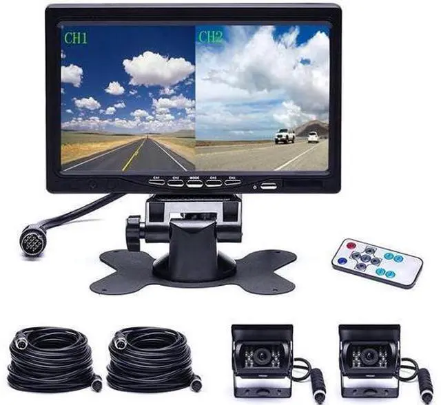 Main image of Camecho Vehicle Backup Camera 4 Split Monitor Front View Rear View Camera Auto 18 IR Night Vision Waterproof Aviation 4 Pins Connector LCD Monitor for Trucks RV Trailer Bus